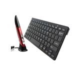 KM-808 Tastiera multimediale wireless 2,4 GHz + mouse penna ottica wireless con set ricevitore USB per computer PC laptop, consegna colore mouse a penna casuale (nero)