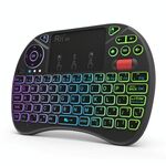 Rii X8 RT716 Mini QWERTY wireless da 2,4 GHz con 71 tasti, Combo touchpad da 2,5 pollici con retroilluminazione (nero)