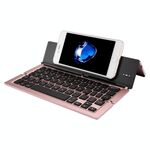 Tastiera wireless Bluetooth pieghevole a 58 tasti ricaricabile ultrasottile F18 con supporto (oro rosa)