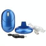 Mouse ottico wireless ricaricabile MZ-012 2.4G 1200 DPI con HUB USB a 3 porte / Dock di ricarica (blu)