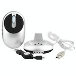 Mouse ottico wireless ricaricabile MZ-012 2.4G 1200 DPI con 3 porte USB HUB / Dock di ricarica (argento)