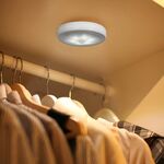 Sensore PIR a LED a forma rotonda a luce bianca da 0,3 W., 6 LED 30 LM SMD-3528 per armadi