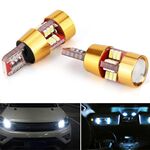 2 PCS Lampadina LED 6000K Bianco Super Bright 168 2825 W5W T10 Sostituzione Decoder, Per luci targa di cortesia per porta con mappa a cupola per auto (oro)