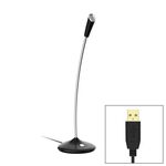 Microfono audio cablato USB regolabile a collo di cigno BK, scheda audio incorporata, Compatibile con PC / Mac per trasmissione dal vivo, spettacolo, KTV, ecc. (Nero)