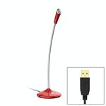 Microfono audio cablato USB regolabile a collo di cigno BK, scheda audio incorporata, Compatibile con PC / Mac per trasmissione in diretta, spettacolo, KTV, ecc. (Rosso)
