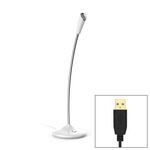 Microfono audio cablato USB regolabile a collo di cigno BK, scheda audio incorporata, Compatibile con PC / Mac per trasmissione dal vivo, spettacolo, KTV, ecc. (Bianco)