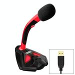Microfono a condensatore con microfono cablato USB omnidirezionale da tavolo K1 con supporto per telefono, Compatibile con PC / Mac per trasmissione dal vivo, spettacolo, KTV, ecc (nero + rosso)