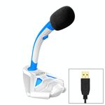 Microfono a condensatore con microfono cablato USB omnidirezionale da tavolo K1 con supporto per telefono, Compatibile con PC / Mac per trasmissioni in diretta, spettacoli, KTV, ecc (bianco + blu)