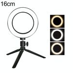Trasmissione in diretta Autoscatto Dimming Ring LED Beauty Selfie Light con treppiede da tavolo piccolo, diametro luce selfie: 16 cm