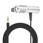 Yanmai R933 Microfono professionale a clip con risvolto Microfono lavalier omnidirezionale a doppio condensatore argento, Per trasmissioni in diretta, spettacoli, KTV, ecc