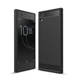 Per Sony Xperia XA1 Custodia protettiva antiurto in TPU antiurto in fibra di carbonio con trama ultra spazzolata (nera)