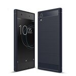 Per Sony Xperia XA1 Custodia protettiva antiurto antiurto in fibra di carbonio con trama ultra spazzolata (blu scuro)