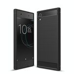 Per Sony Xperia XA1 Custodia protettiva antiurto in TPU antiurto in fibra di carbonio spazzolata (nera)