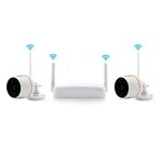 Kit Wi-Fi per telecamera IR IP wireless di sicurezza da interno 4CH HD 1080P, supporto per visione notturna / rilevamento PIR / audio bidirezionale e scheda Micro SD (128 GB max, distanza IR: 9 m (bianco)