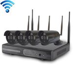 Telecamera bullet IP WiFi 4CH HD 720P 1.0 Mega Pixel 2,4 GHz + kit NVR (nero)