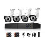 A4B3 / Kit Sistema DVR di sorveglianza 4CH 1080N e telecamera bullet CCTV resistente alle intemperie 720P 1.0MP HD, supporto visione notturna a infrarossi e accesso remoto P2P e scansione codice QR (bianco)