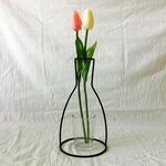 Portapiante con cornice in vaso di fiori in ferro nero, decorazione della casa del caffè al coperto, dimensioni: 12 cm x 23 cm