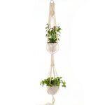 Vasi da fiori appesi a due piani tipo O Macrame Decorazione per interni Supporto per piante da fioriera da appendere con corda intrecciata per esterni