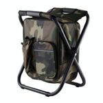 Sedia da campeggio pieghevole portatile da esterno Sedia da spiaggia leggera da pesca Sedia pieghevole in tubo di acciaio inossidabile con borsa per il ghiaccio (mimetica)