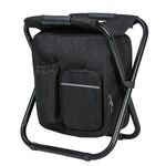 Sedia da campeggio pieghevole da esterno portatile Sedia da spiaggia leggera da pesca Sedia pieghevole in tubo di acciaio inossidabile con borsa per il ghiaccio (nera)