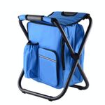 Sedia da campeggio pieghevole portatile da esterno Sedia da spiaggia leggera da pesca Sedia pieghevole in tubo di acciaio inossidabile con borsa per il ghiaccio (blu)