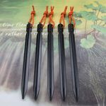 Accessori per tende da viaggio per esterni con chiodo per tenda in lega di alluminio da 5 pezzi con corda, lunghezza: 18 cm (nero)