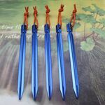Accessori per tende da viaggio per esterni con chiodo per tenda in lega di alluminio da 5 pezzi con corda, lunghezza: 18 cm (blu)