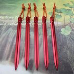 Accessori per tende da viaggio per esterni con chiodo per tende in lega di alluminio da 5 pezzi con corda, lunghezza: 18 cm (rosso)