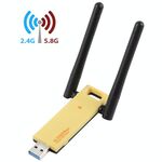 AC1200Mbps 2.4GHz e 5GHz Dual Band USB 3.0 Adattatore WiFi Scheda di rete esterna con 2 antenne esterne (giallo)