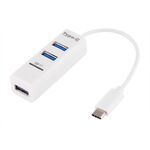 2 in 1 USB-C / Type-C 3.1 a USB 2.0 COMBO 3 porte HUB + lettore di schede TF (bianco)