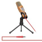 Yanmai SF666 Microfono professionale a condensatore per registrazione audio con supporto per treppiede, lunghezza cavo: 1,3 m, Compatibile con PC e Mac per Live Broadcast Show, KTV, ecc. (Gold)