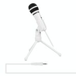 Yanmai SF-910 Microfono professionale per registrazione audio a condensatore con supporto per treppiede, lunghezza cavo: 2,0 m, Compatibile con PC e Mac per Live Broadcast Show, KTV, ecc. (Bianco)