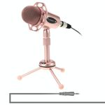 Microfono professionale a condensatore da gioco Yanmai Y20 con supporto per treppiede, lunghezza cavo: 1,8 m, Compatibile con PC e Mac per Live Broadcast Show, KTV, ecc. (Rose Gold)