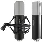 Microfono professionale per registrazione audio a condensatore Yanmai Q8 con supporto, Compatibile con PC e Mac per Live Broadcast Show, KTV, ecc. (Nero)