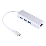 Guscio in alluminio 3 porte USB3.0 HUB + adattatore Gigabit Ethernet USB-C / Type-C