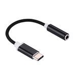 Adattatore audio da USB-C / Type-C maschio a 3,5 mm femmina, Adattatore audio USB-C / Type-C maschio a femmina da 3,5 mm, lunghezza: circa 10 cm (nero)