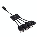 Cavo HUB OTG USB 2.0 portatile da 4 in 1 USB-C / Type-C a 3 porte con alimentazione micro USB