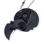 Mini coltello pieghevole portatile da tasca piccolo coltello da sopravvivenza militare all'aperto portachiavi multitool autodifesa (nero)