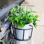 2 ripiani per piante in vaso con ringhiera in metallo e ferro da appendere (nero)