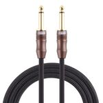 EMK 6,35 mm maschio a maschio 3 sezioni cavo audio intrecciato in cotone con spina placcata in oro per mixer amplificatore per chitarra, lunghezza: 1,5 m (nero)