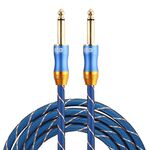 EMK 6,35 mm maschio a maschio 3 sezioni placcato oro spina griglia cavo audio intrecciato in nylon per mixer amplificatore altoparlante, lunghezza: 1,5 m (blu)