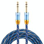 EMK 6,35 mm maschio a maschio 4 sezioni placcato oro spina griglia cavo audio intrecciato in nylon per mixer amplificatore altoparlante, lunghezza: 2 m (blu)