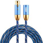 EMK XLR maschio a femmina cavo audio cannone in nylon intrecciato con griglia placcato oro per dispositivi jack XLR, lunghezza: 2 m (blu)