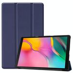 Custodia in pelle PU con struttura a vibrazione orizzontale Custer per Galaxy Tab A 10.1 2019 (T515 / T510), con supporto a tre pieghe e funzione sleep / wake-up (blu scuro)