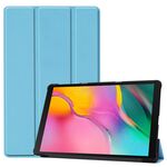 Custodia in pelle PU con struttura a vibrazione orizzontale Custer per Galaxy Tab A 10.1 2019 (T515 / T510), con supporto a tre pieghe e funzione sleep / wake-up (blu cielo)