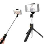 K10 Bluetooth 4.0 Telefono cellulare Bluetooth regolabile Selfie Stick Self-timer Pole Treppiede (nero)