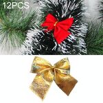 Decorazione per albero di Natale con fiocco floccato 12 pezzi (oro)