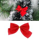 12 pezzi decorazione albero di Natale fiocco floccato (rosso)