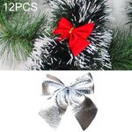 12 pezzi decorazione albero di Natale fiocco floccato (argento)