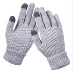 Guanti invernali touch screen Donna Uomo Guanti caldi in maglia elasticizzata Guanti in finta lana addensati a dita intere (grigio)